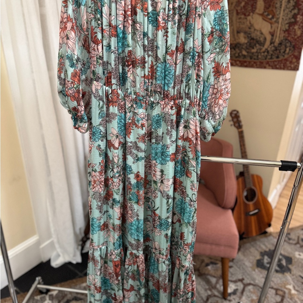 Unique Vintage Floral Off-Shoulder Maxi Dress - Picture 6 of 7